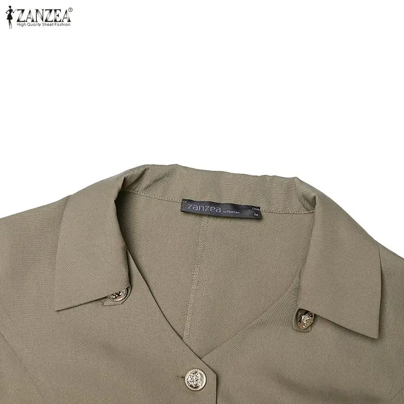 ZANZEA Women's Elegant Pant Suits V-Neck Short Sleeve Shirts & Wide Leg Pants Office Lady 2 Pieces Sets Outfits Woman Sets S-3XL