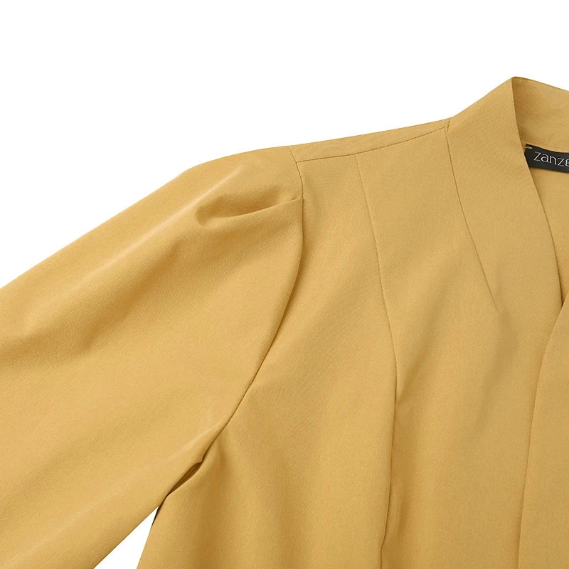 ZANZEA Elegant Women 2pcs Dress Sets Long Sleeve Short Blazer and Sleeveless Sheath Dress 2pcs Sets Autumn Classy Office Suits