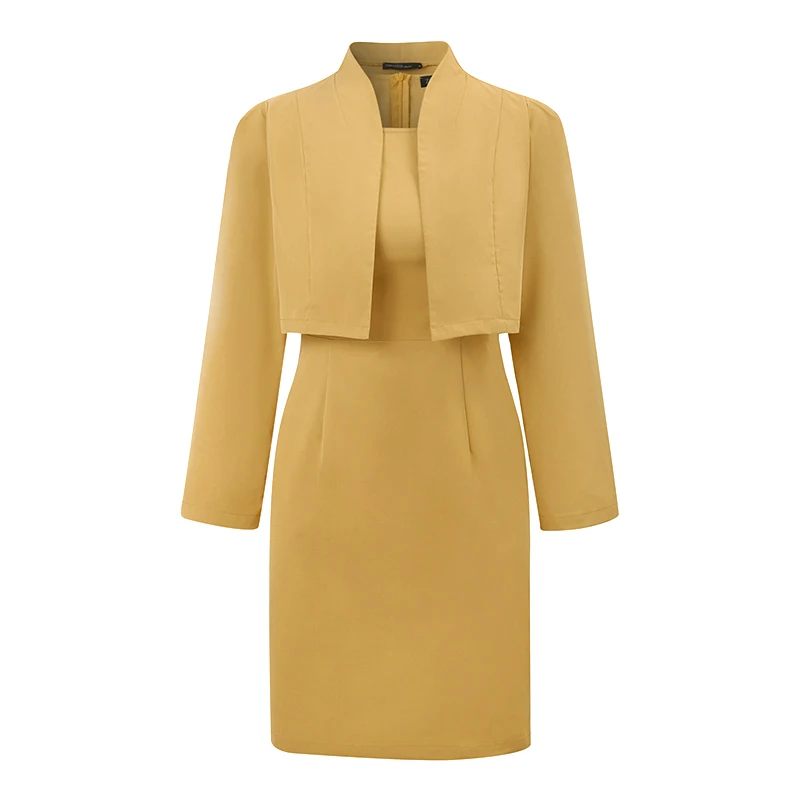 ZANZEA Elegant Women 2pcs Dress Sets Long Sleeve Short Blazer and Sleeveless Sheath Dress 2pcs Sets Autumn Classy Office Suits
