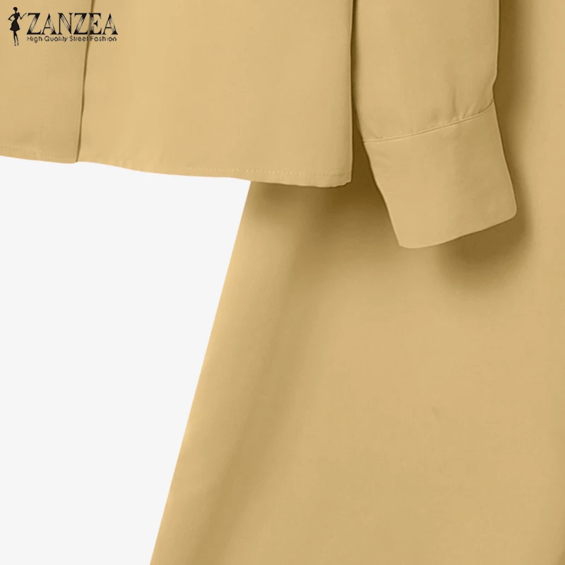 ZANZEA Street Fashion 2 Pieces Pant Sets Women 2025 Autumn Long Sleeve Shirt and Wide Leg Pants Suits Solid Color Commuting Wear