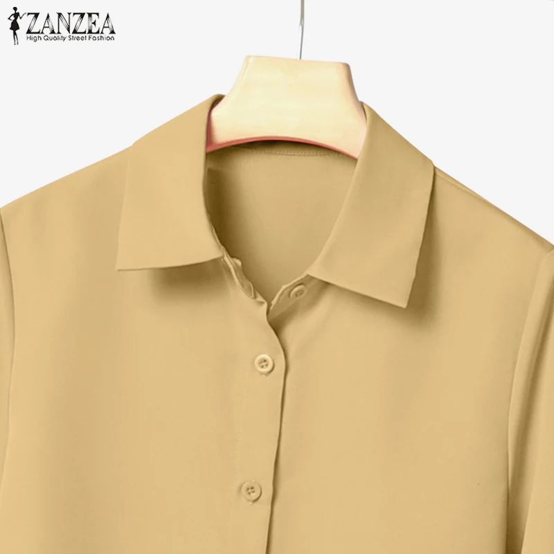 ZANZEA Street Fashion 2 Pieces Pant Sets Women 2025 Autumn Long Sleeve Shirt and Wide Leg Pants Suits Solid Color Commuting Wear