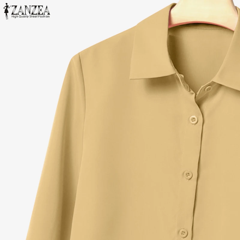 ZANZEA Street Fashion 2 Pieces Pant Sets Women 2025 Autumn Long Sleeve Shirt and Wide Leg Pants Suits Solid Color Commuting Wear