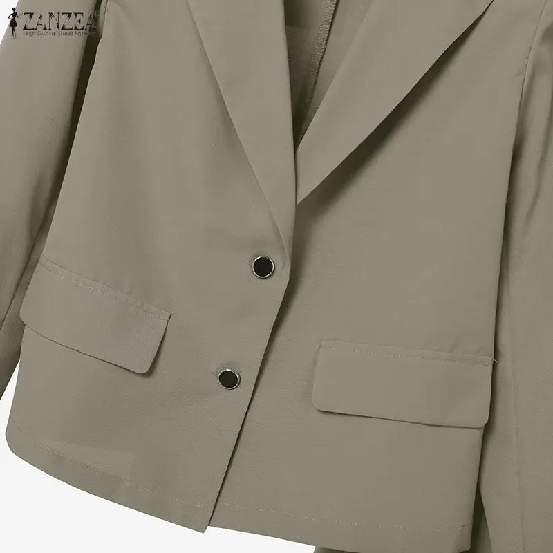 ZANZEA Elegant Women's Skirt Suits Long Sleeve Blazer Jackets & A-Line Pleated Skirts 2 Pieces Sets Outfits Office Lady Sets 3XL