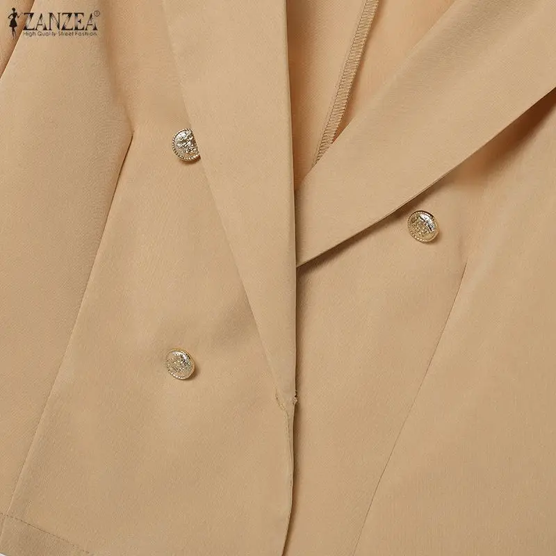 ZANZEA Elegant Office Wear Skirt Suits Women's Long Sleeve Short Blazer Jackets & A-Line Midi Skirts 2 Piece Sets Woman Outfits