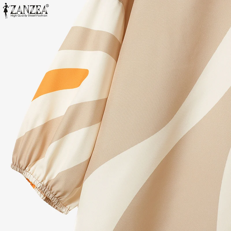 ZANZEA Womens Casual 2 Pieces Sets Printed 3/4 Sleeve Blouses Wide Leg Pants Two Pieces Outfits 2025 Fashion Day Wear Pant Sets