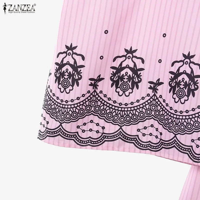 ZANZEA Fashion Striped Skirt Sets Women Vintage Printed Sleeveless Tops and A-Line Long Skirts 2 Pieces Dress Sets Woman Outfits