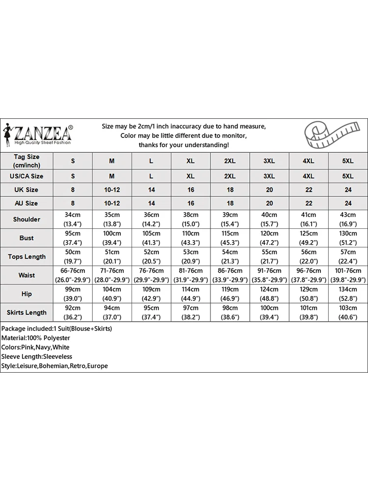 ZANZEA Fashion Striped Skirt Sets Women Vintage Printed Sleeveless Tops and A-Line Long Skirts 2 Pieces Dress Sets Woman Outfits