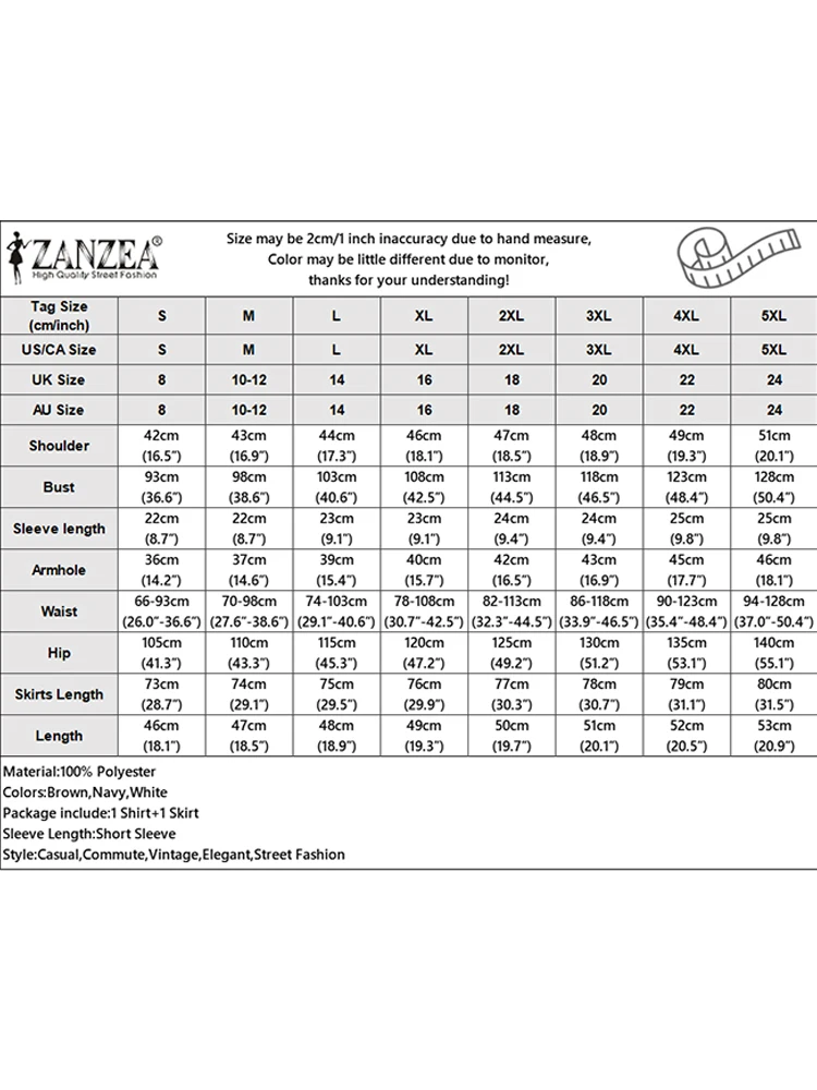 ZANZEA Womens Casual 2 Piece Sets Lace Trim Short Sleeve Crop Tops A-line Midi Skirts 2PCS Outfits Elegant Commute Skirt Sets