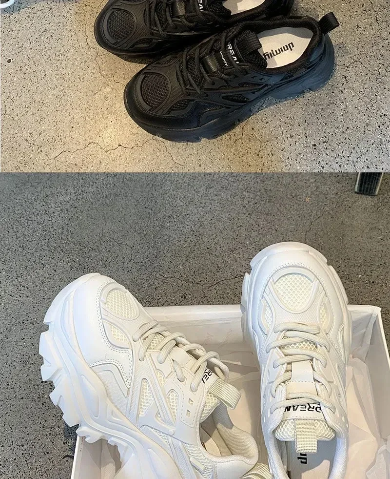 Women New Fashion Platform Sport Shoes Women Summer Black Casual Chunky Sneakers Women Mesh Leather Platform Shoes Women New Fashion Platform Sport Shoes Women Summer Black Casual Chunky Sneakers Women Mesh Leather Platform Shoes