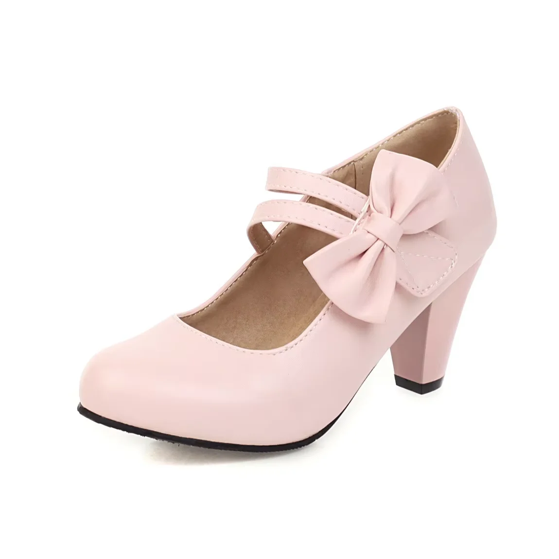 Cinderella Sweet Bow Hoop & Loop Pumps Round Toe Matte Soft Shoes Pink White Wide Fitting Well Made Cinderella Sweet Bow Hoop & Loop Pumps Round Toe Matte Soft Shoes Pink White Wide Fitting Well Made