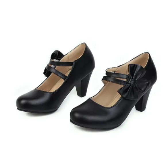 Cinderella Sweet Bow Hoop & Loop Pumps Round Toe Matte Soft Shoes Pink White Wide Fitting Well Made Cinderella Sweet Bow Hoop & Loop Pumps Round Toe Matte Soft Shoes Pink White Wide Fitting Well Made