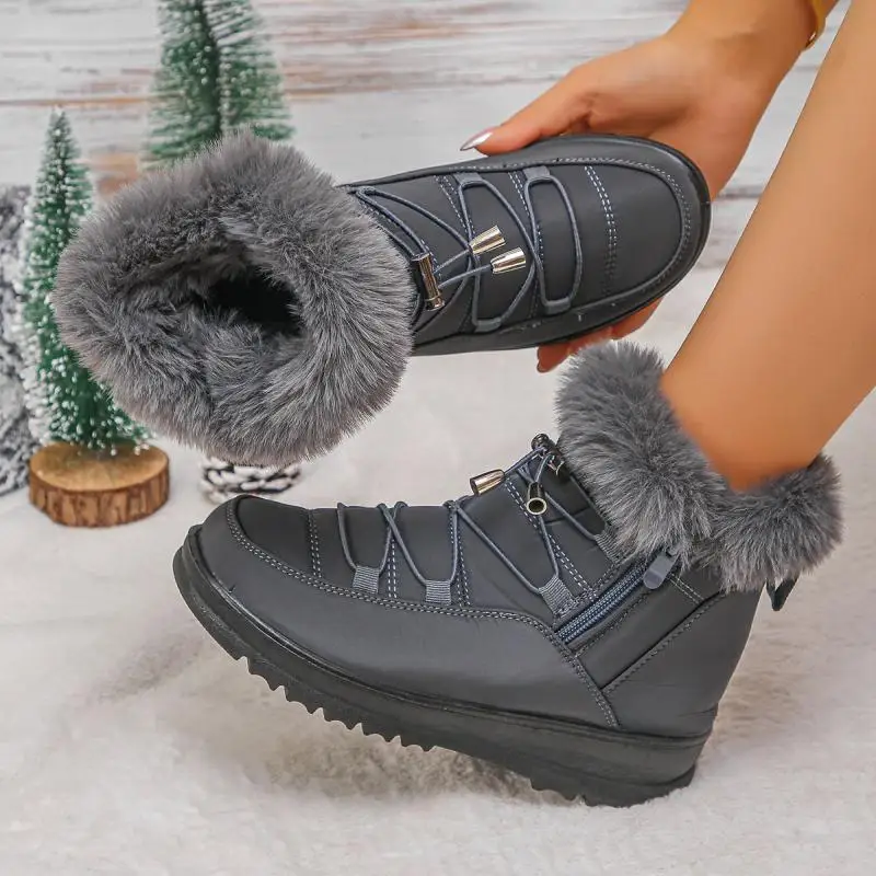 Waterproof Fabric Non Slip Thick Bottom Snow Boots Women Winter Fluffy Fur Ankle Boots Plus Size 43 Warm Plush Hiking Shoes Waterproof Fabric Non Slip Thick Bottom Snow Boots Women Winter Fluffy Fur Ankle Boots Plus Size 43 Warm Plush Hiking Shoes