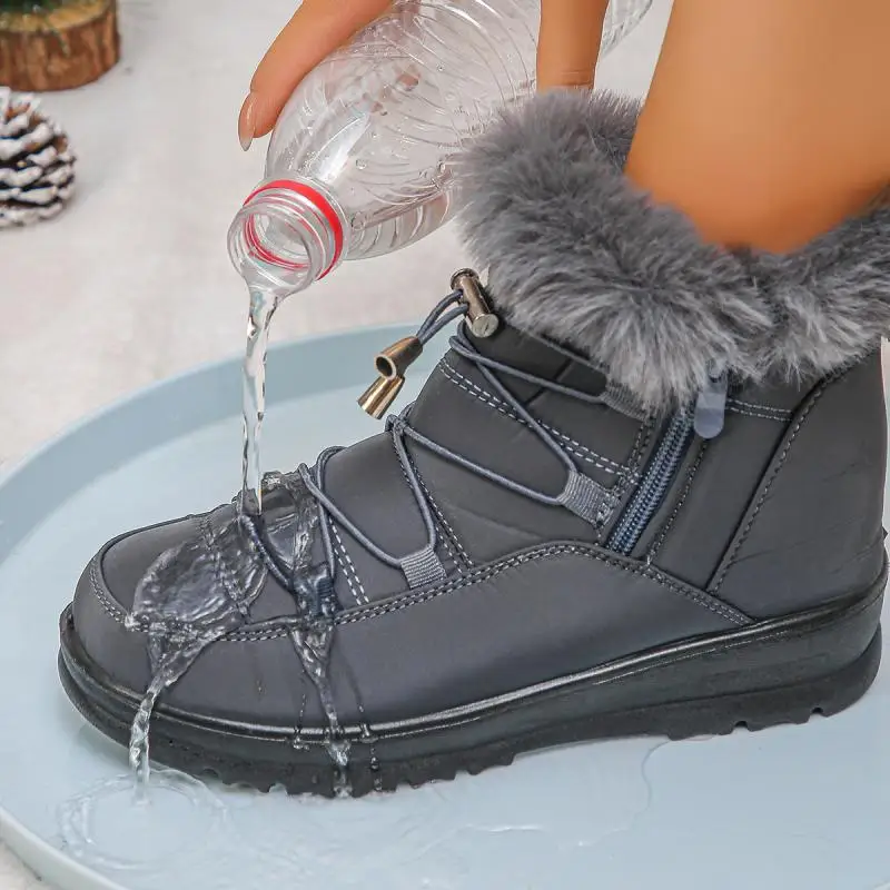 Waterproof Fabric Non Slip Thick Bottom Snow Boots Women Winter Fluffy Fur Ankle Boots Plus Size 43 Warm Plush Hiking Shoes Waterproof Fabric Non Slip Thick Bottom Snow Boots Women Winter Fluffy Fur Ankle Boots Plus Size 43 Warm Plush Hiking Shoes