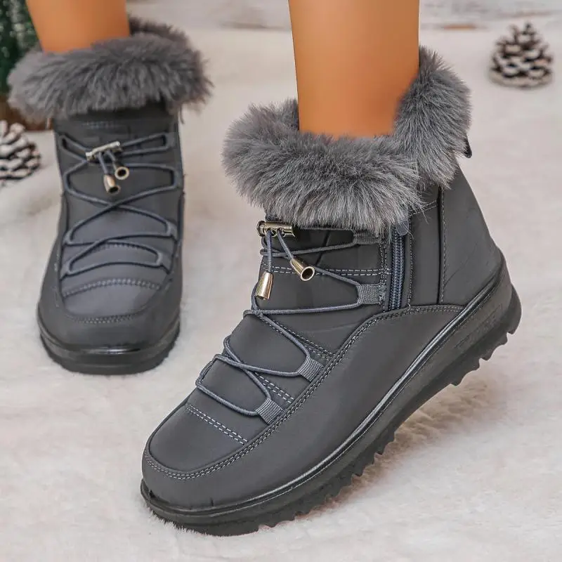 Waterproof Fabric Non Slip Thick Bottom Snow Boots Women Winter Fluffy Fur Ankle Boots Plus Size 43 Warm Plush Hiking Shoes Waterproof Fabric Non Slip Thick Bottom Snow Boots Women Winter Fluffy Fur Ankle Boots Plus Size 43 Warm Plush Hiking Shoes