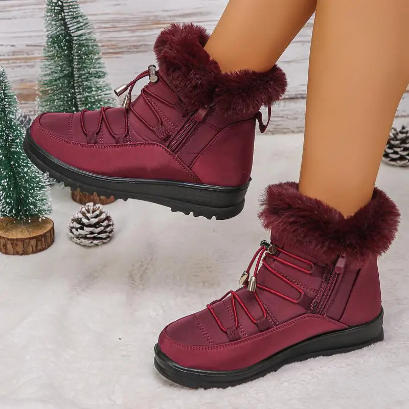 Waterproof Fabric Non Slip Thick Bottom Snow Boots Women Winter Fluffy Fur Ankle Boots Plus Size 43 Warm Plush Hiking Shoes Waterproof Fabric Non Slip Thick Bottom Snow Boots Women Winter Fluffy Fur Ankle Boots Plus Size 43 Warm Plush Hiking Shoes