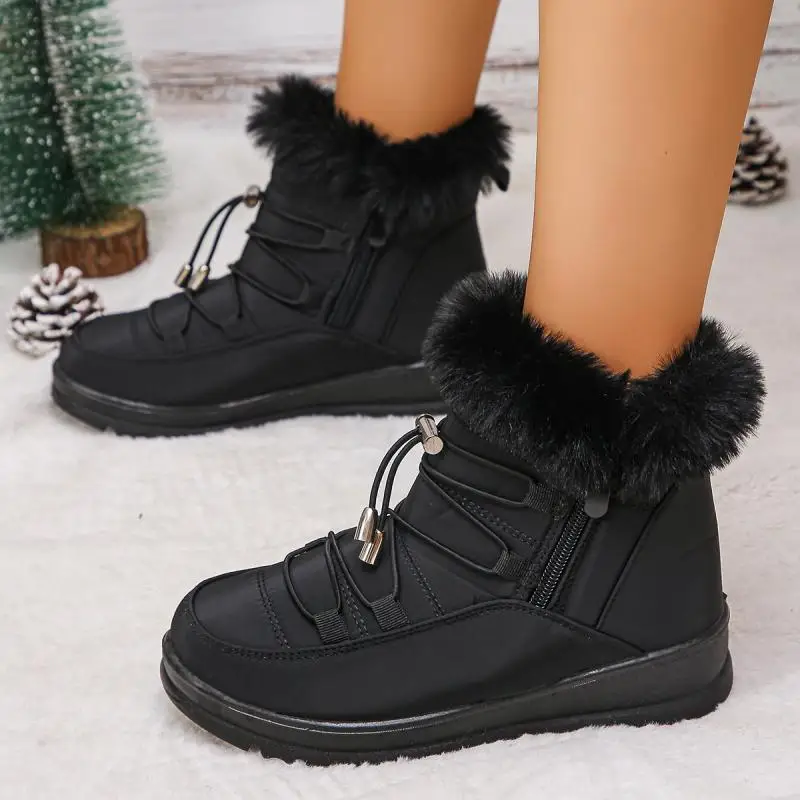 Waterproof Fabric Non Slip Thick Bottom Snow Boots Women Winter Fluffy Fur Ankle Boots Plus Size 43 Warm Plush Hiking Shoes Waterproof Fabric Non Slip Thick Bottom Snow Boots Women Winter Fluffy Fur Ankle Boots Plus Size 43 Warm Plush Hiking Shoes