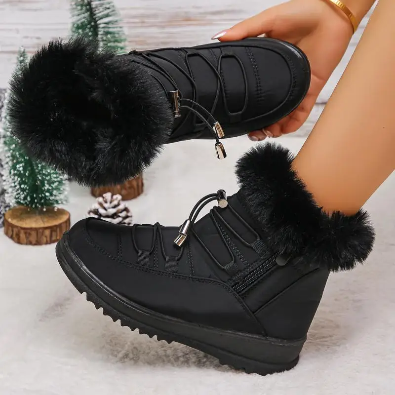 Waterproof Fabric Non Slip Thick Bottom Snow Boots Women Winter Fluffy Fur Ankle Boots Plus Size 43 Warm Plush Hiking Shoes Waterproof Fabric Non Slip Thick Bottom Snow Boots Women Winter Fluffy Fur Ankle Boots Plus Size 43 Warm Plush Hiking Shoes