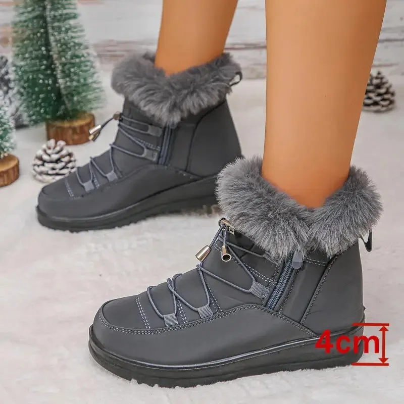 Waterproof Fabric Non Slip Thick Bottom Snow Boots Women Winter Fluffy Fur Ankle Boots Plus Size 43 Warm Plush Hiking Shoes Waterproof Fabric Non Slip Thick Bottom Snow Boots Women Winter Fluffy Fur Ankle Boots Plus Size 43 Warm Plush Hiking Shoes