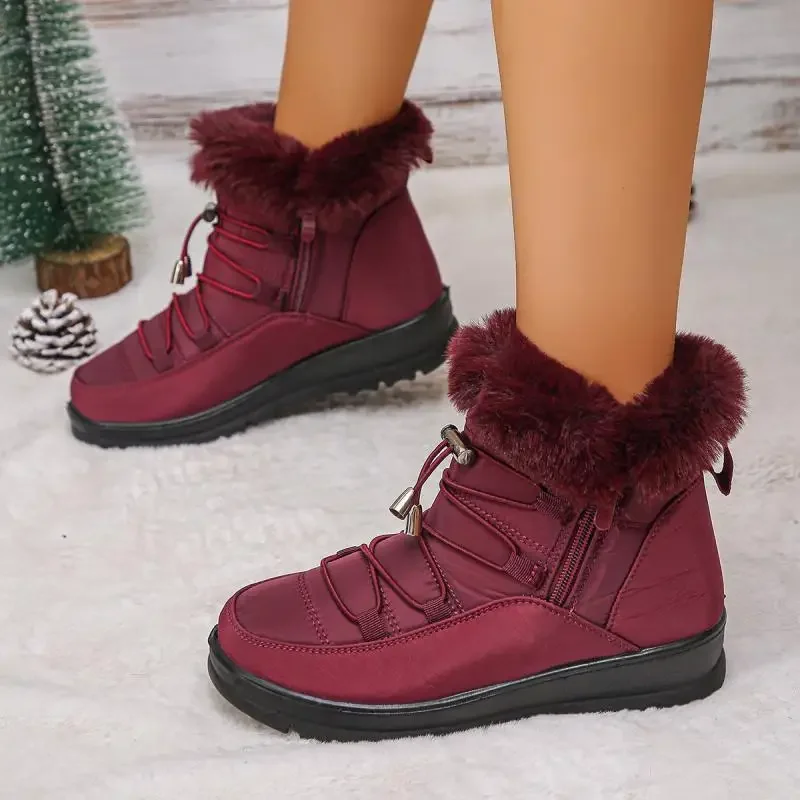 Waterproof Fabric Non Slip Thick Bottom Snow Boots Women Winter Fluffy Fur Ankle Boots Plus Size 43 Warm Plush Hiking Shoes Waterproof Fabric Non Slip Thick Bottom Snow Boots Women Winter Fluffy Fur Ankle Boots Plus Size 43 Warm Plush Hiking Shoes