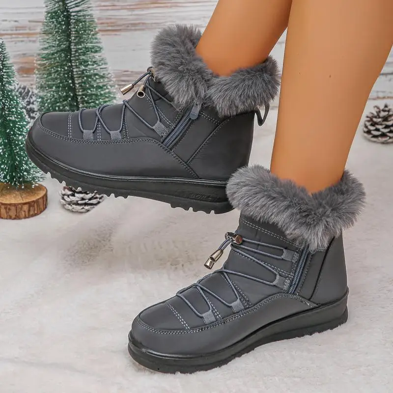 Waterproof Fabric Non Slip Thick Bottom Snow Boots Women Winter Fluffy Fur Ankle Boots Plus Size 43 Warm Plush Hiking Shoes Waterproof Fabric Non Slip Thick Bottom Snow Boots Women Winter Fluffy Fur Ankle Boots Plus Size 43 Warm Plush Hiking Shoes