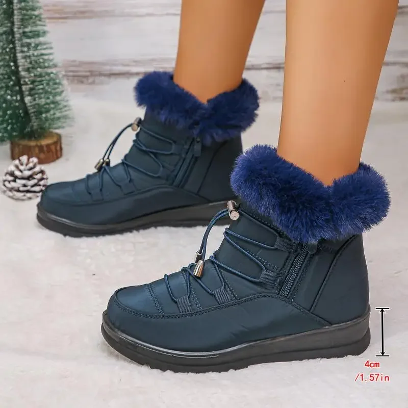 Waterproof Fabric Non Slip Thick Bottom Snow Boots Women Winter Fluffy Fur Ankle Boots Plus Size 43 Warm Plush Hiking Shoes Waterproof Fabric Non Slip Thick Bottom Snow Boots Women Winter Fluffy Fur Ankle Boots Plus Size 43 Warm Plush Hiking Shoes