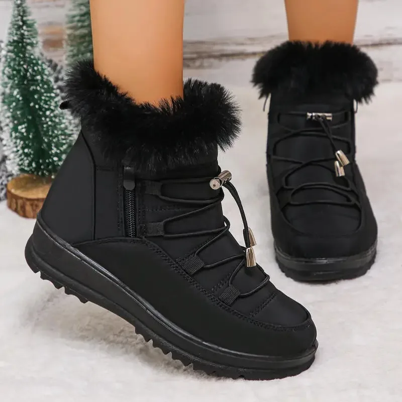 Waterproof Fabric Non Slip Thick Bottom Snow Boots Women Winter Fluffy Fur Ankle Boots Plus Size 43 Warm Plush Hiking Shoes Waterproof Fabric Non Slip Thick Bottom Snow Boots Women Winter Fluffy Fur Ankle Boots Plus Size 43 Warm Plush Hiking Shoes