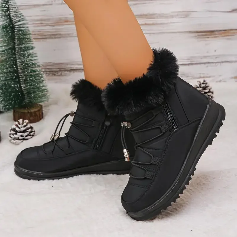 Waterproof Fabric Non Slip Thick Bottom Snow Boots Women Winter Fluffy Fur Ankle Boots Plus Size 43 Warm Plush Hiking Shoes Waterproof Fabric Non Slip Thick Bottom Snow Boots Women Winter Fluffy Fur Ankle Boots Plus Size 43 Warm Plush Hiking Shoes