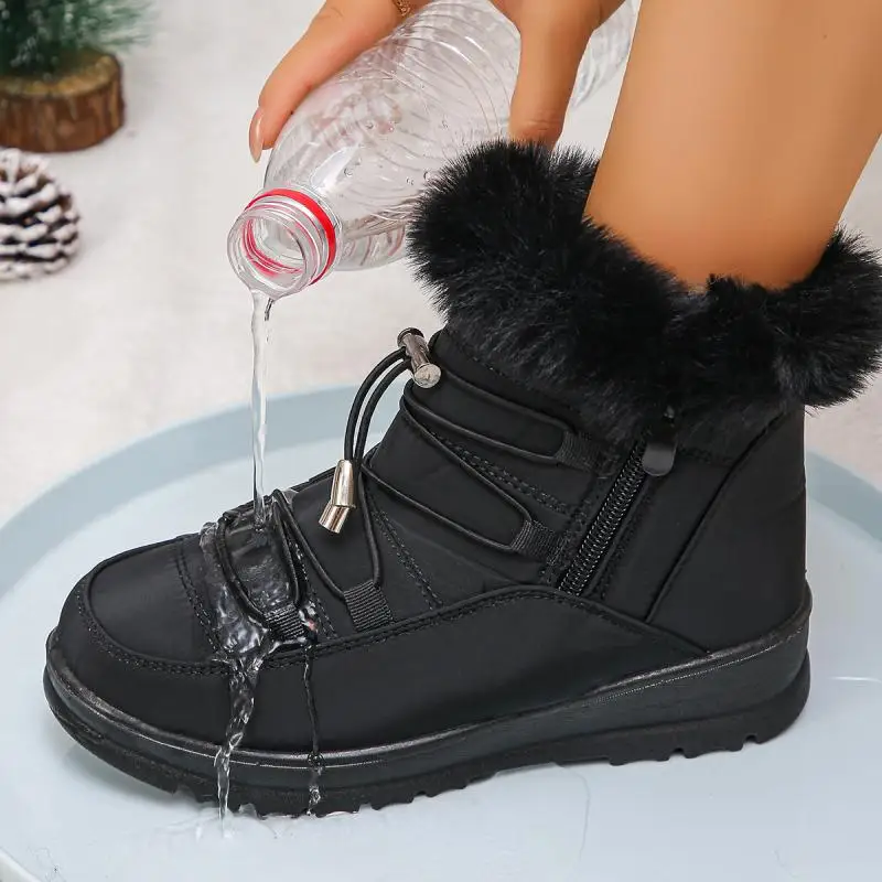 Waterproof Fabric Non Slip Thick Bottom Snow Boots Women Winter Fluffy Fur Ankle Boots Plus Size 43 Warm Plush Hiking Shoes Waterproof Fabric Non Slip Thick Bottom Snow Boots Women Winter Fluffy Fur Ankle Boots Plus Size 43 Warm Plush Hiking Shoes