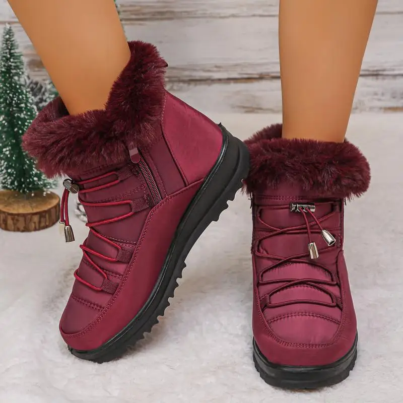 Waterproof Fabric Non Slip Thick Bottom Snow Boots Women Winter Fluffy Fur Ankle Boots Plus Size 43 Warm Plush Hiking Shoes Waterproof Fabric Non Slip Thick Bottom Snow Boots Women Winter Fluffy Fur Ankle Boots Plus Size 43 Warm Plush Hiking Shoes