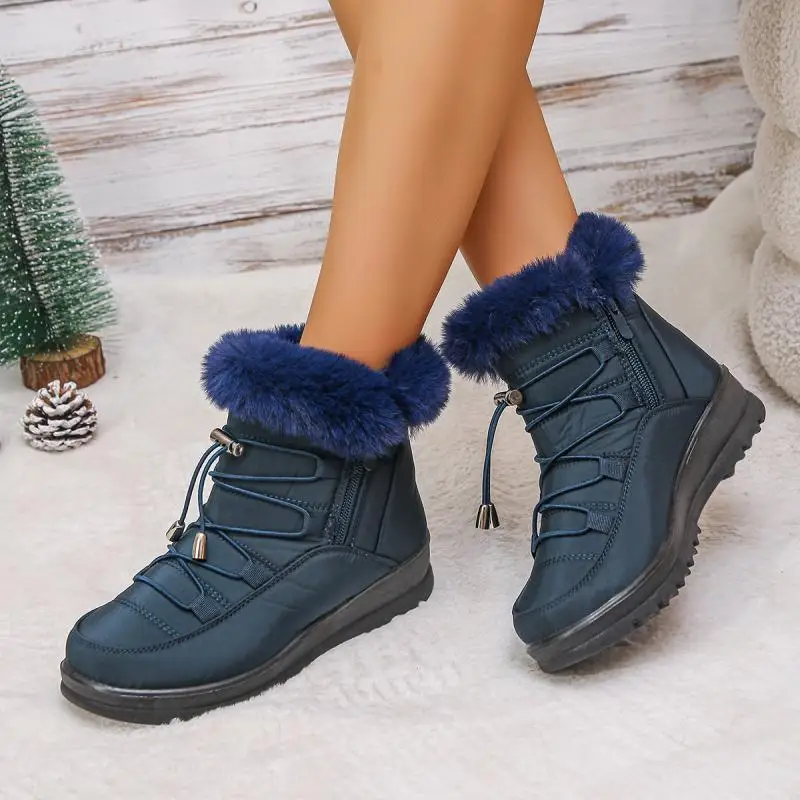 Waterproof Fabric Non Slip Thick Bottom Snow Boots Women Winter Fluffy Fur Ankle Boots Plus Size 43 Warm Plush Hiking Shoes Waterproof Fabric Non Slip Thick Bottom Snow Boots Women Winter Fluffy Fur Ankle Boots Plus Size 43 Warm Plush Hiking Shoes