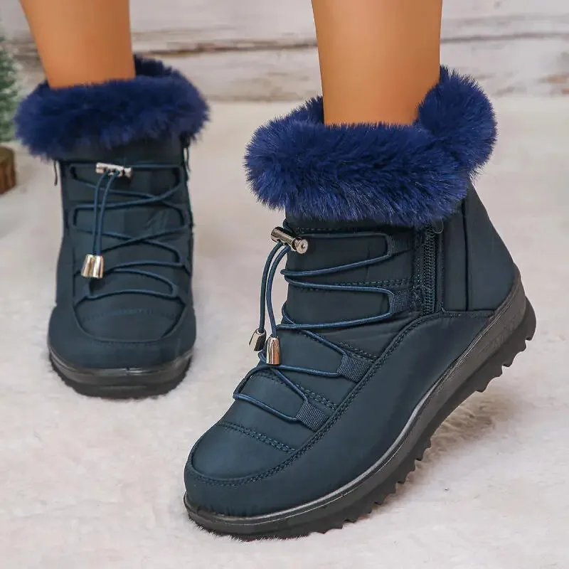 Waterproof Fabric Non Slip Thick Bottom Snow Boots Women Winter Fluffy Fur Ankle Boots Plus Size 43 Warm Plush Hiking Shoes Waterproof Fabric Non Slip Thick Bottom Snow Boots Women Winter Fluffy Fur Ankle Boots Plus Size 43 Warm Plush Hiking Shoes
