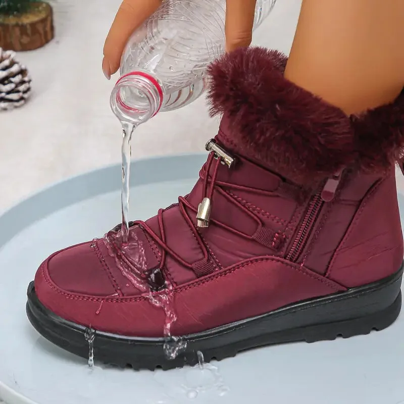Waterproof Fabric Non Slip Thick Bottom Snow Boots Women Winter Fluffy Fur Ankle Boots Plus Size 43 Warm Plush Hiking Shoes Waterproof Fabric Non Slip Thick Bottom Snow Boots Women Winter Fluffy Fur Ankle Boots Plus Size 43 Warm Plush Hiking Shoes