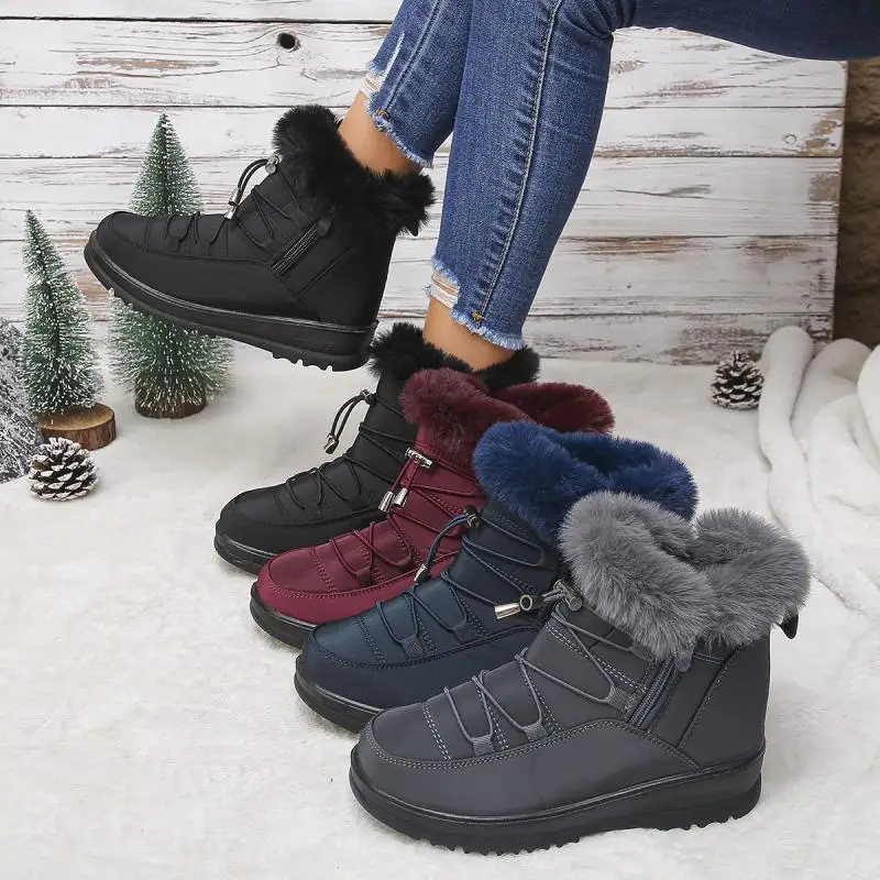 Waterproof Fabric Non Slip Thick Bottom Snow Boots Women Winter Fluffy Fur Ankle Boots Plus Size 43 Warm Plush Hiking Shoes Waterproof Fabric Non Slip Thick Bottom Snow Boots Women Winter Fluffy Fur Ankle Boots Plus Size 43 Warm Plush Hiking Shoes