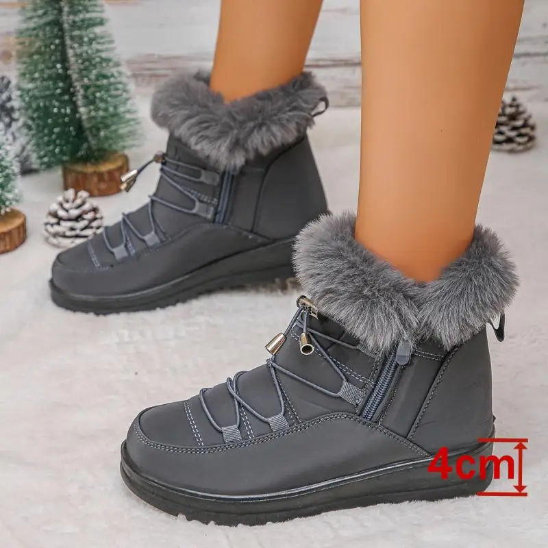 Waterproof Fabric Non Slip Thick Bottom Snow Boots Women Winter Fluffy Fur Ankle Boots Plus Size 43 Warm Plush Hiking Shoes Waterproof Fabric Non Slip Thick Bottom Snow Boots Women Winter Fluffy Fur Ankle Boots Plus Size 43 Warm Plush Hiking Shoes