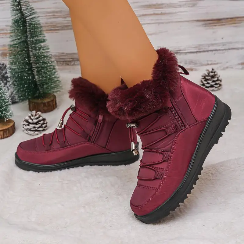 Waterproof Fabric Non Slip Thick Bottom Snow Boots Women Winter Fluffy Fur Ankle Boots Plus Size 43 Warm Plush Hiking Shoes Waterproof Fabric Non Slip Thick Bottom Snow Boots Women Winter Fluffy Fur Ankle Boots Plus Size 43 Warm Plush Hiking Shoes