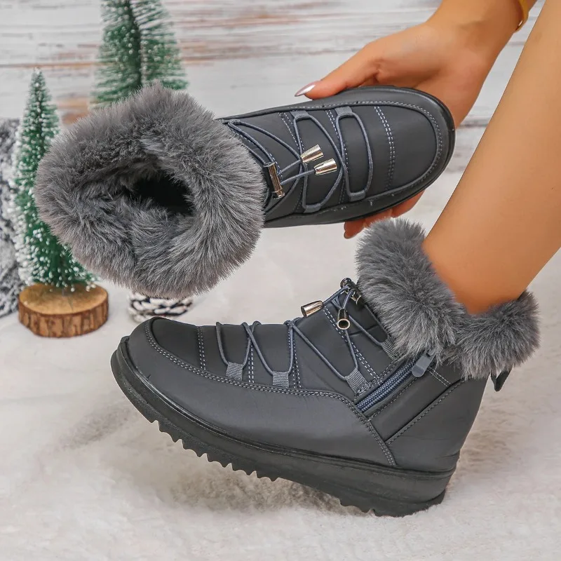 Waterproof Fabric Non Slip Thick Bottom Snow Boots Women Winter Fluffy Fur Ankle Boots Plus Size 43 Warm Plush Hiking Shoes Waterproof Fabric Non Slip Thick Bottom Snow Boots Women Winter Fluffy Fur Ankle Boots Plus Size 43 Warm Plush Hiking Shoes