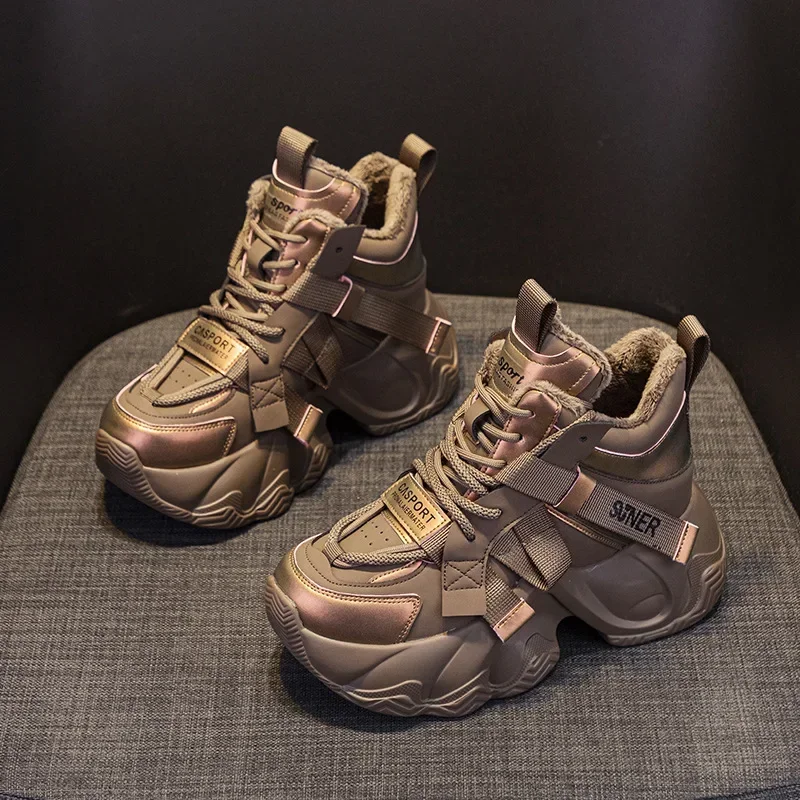 2025 Autumn New Style Casual Versatile Fashionable Elderly Shoes Thick Bottom Increased Height 8cm Popular Same Model Women's