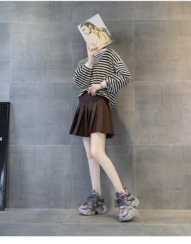 2025 Autumn New Style Casual Versatile Fashionable Elderly Shoes Thick Bottom Increased Height 8cm Popular Same Model Women's