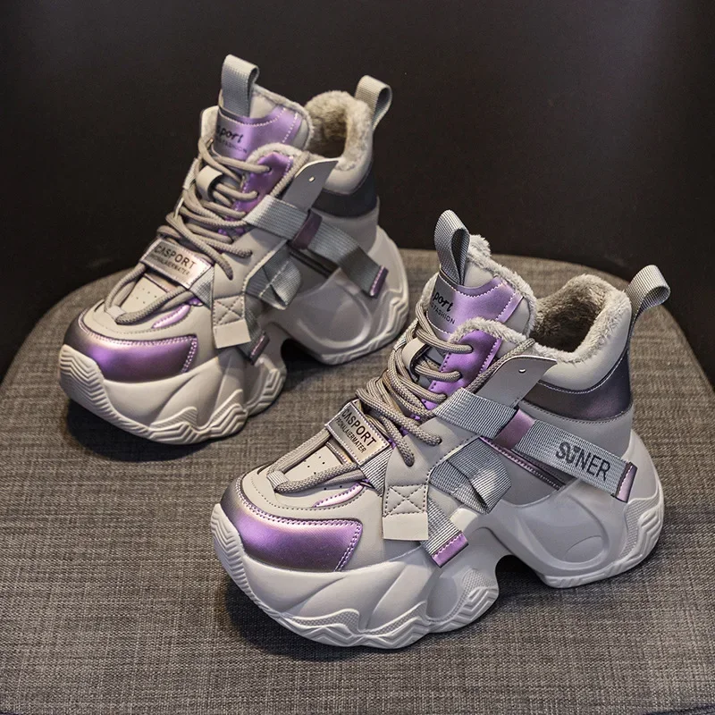 2025 Autumn New Style Casual Versatile Fashionable Elderly Shoes Thick Bottom Increased Height 8cm Popular Same Model Women's