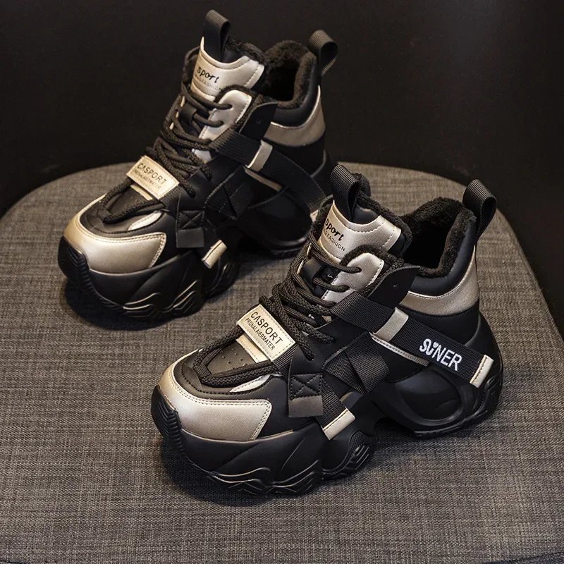 2025 Autumn New Style Casual Versatile Fashionable Elderly Shoes Thick Bottom Increased Height 8cm Popular Same Model Women's