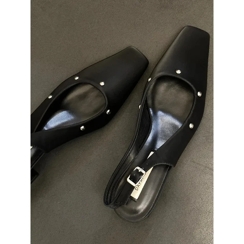 Designer Summer Cover Toe Women Sandals Fashion Party Dress Pumps Ladies Thick Heel Singbacks Mules Shoes