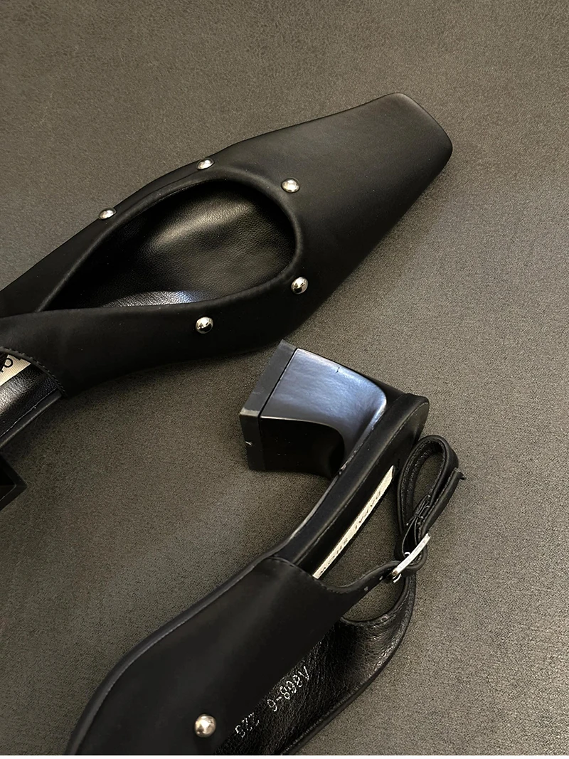 Designer Summer Cover Toe Women Sandals Fashion Party Dress Pumps Ladies Thick Heel Singbacks Mules Shoes