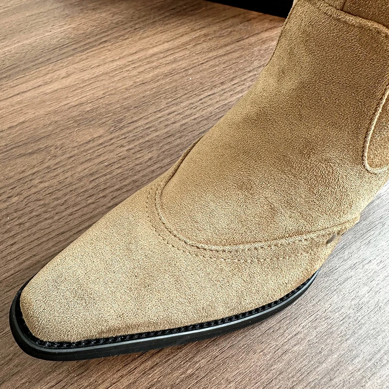 2025 Winter Belt Buckle Pointed Toe Women Knee-High Boots Fashion Vintage Square Low Heels Ladies Shoes