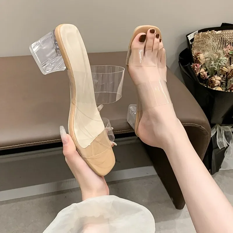 Summer Women Pumps Sandals PVC Jelly Slippers Open Toe High Heels Women Transparent Perspex Slippers Shoes Heel Clear Sandals Summer Women Pumps Sandals PVC Jelly Slippers Open Toe High Heels Women Transparent Perspex Slippers Shoes Heel Clear Sandals