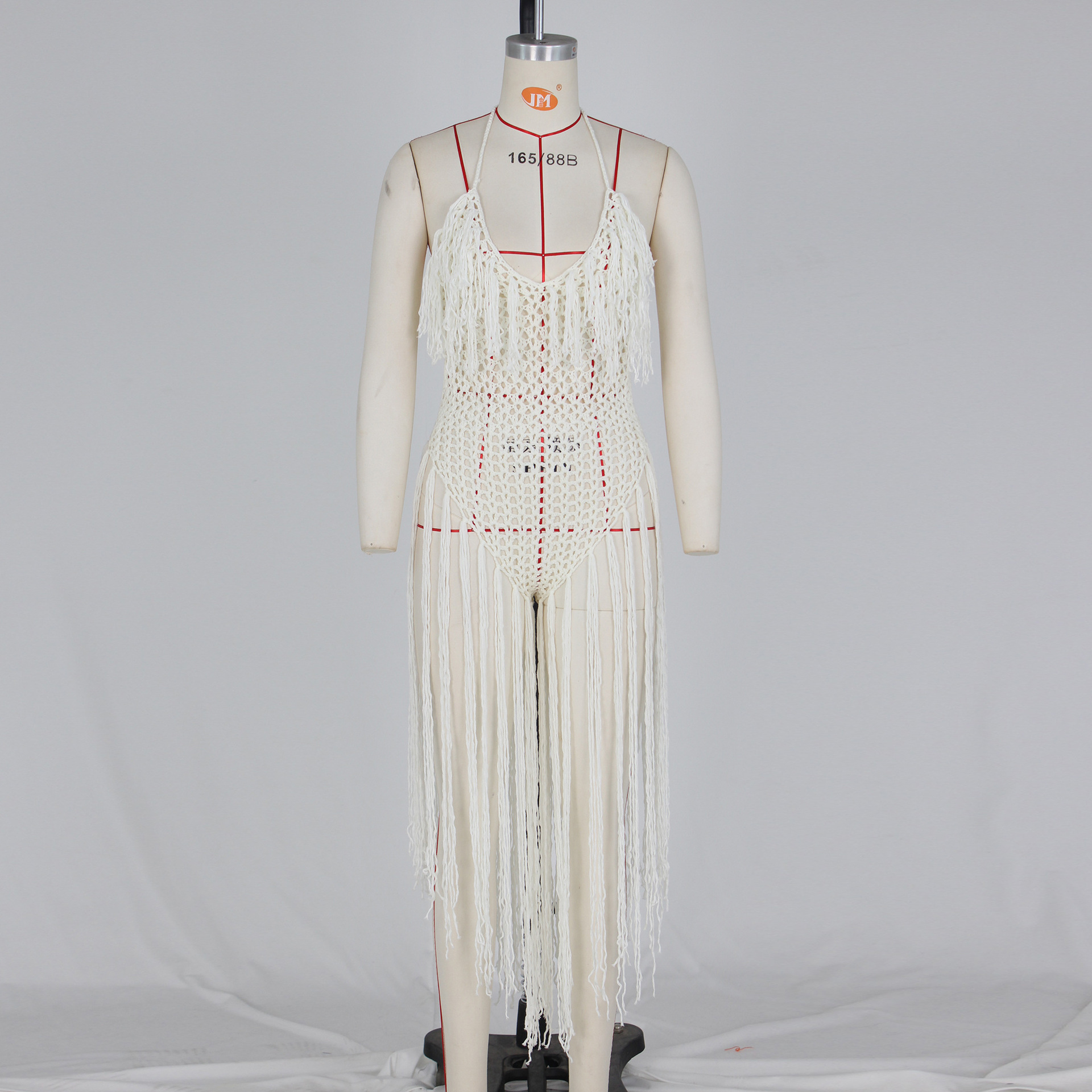 CM.YAYA Women Crochet Knit Ribbed Tassel Backless Sleeveless One Piece Dress Suit Swimwear 2022 Summer Sexy Swimsuit Bodysuit CM.YAYA Women Crochet Knit Ribbed Tassel Backless Sleeveless One Piece Dress Suit Swimwear 2022 Summer Sexy Swimsuit Bodysuit