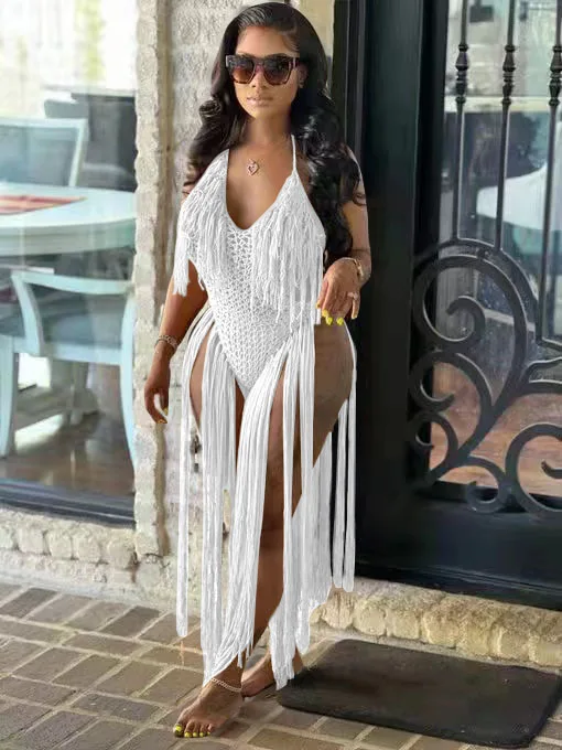 CM.YAYA Women Crochet Knit Ribbed Tassel Backless Sleeveless One Piece Dress Suit Swimwear 2022 Summer Sexy Swimsuit Bodysuit CM.YAYA Women Crochet Knit Ribbed Tassel Backless Sleeveless One Piece Dress Suit Swimwear 2022 Summer Sexy Swimsuit Bodysuit