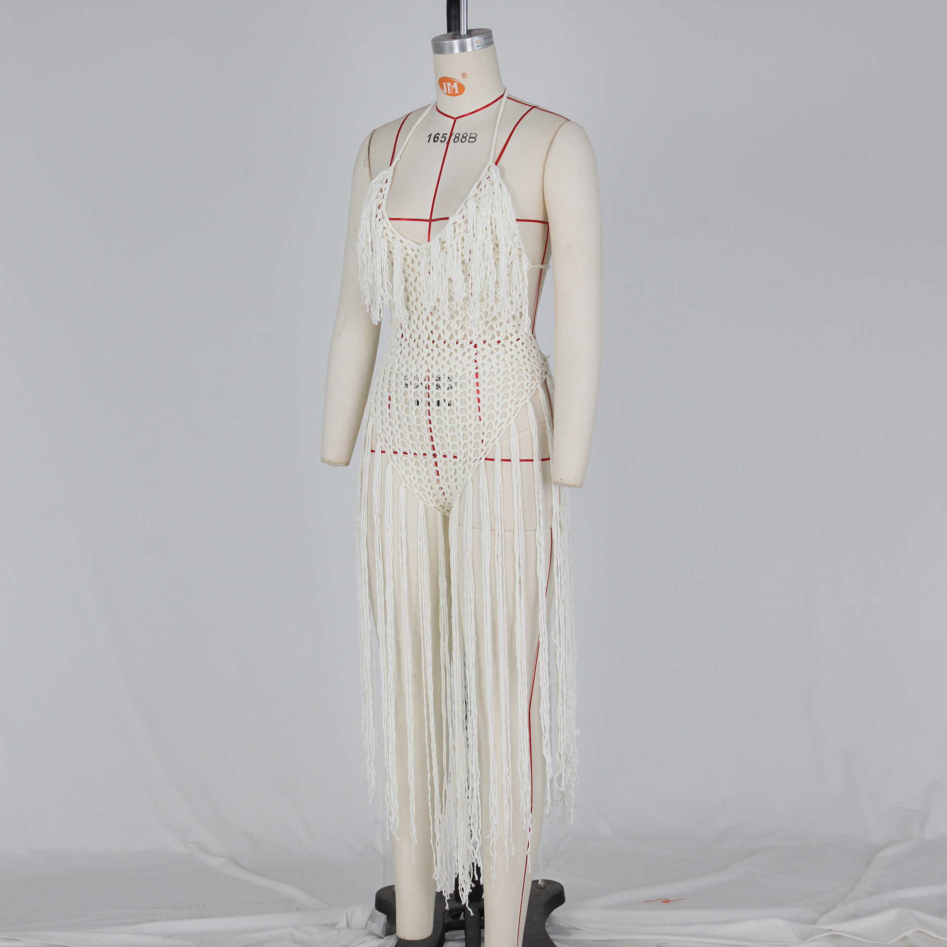 CM.YAYA Women Crochet Knit Ribbed Tassel Backless Sleeveless One Piece Dress Suit Swimwear 2022 Summer Sexy Swimsuit Bodysuit CM.YAYA Women Crochet Knit Ribbed Tassel Backless Sleeveless One Piece Dress Suit Swimwear 2022 Summer Sexy Swimsuit Bodysuit