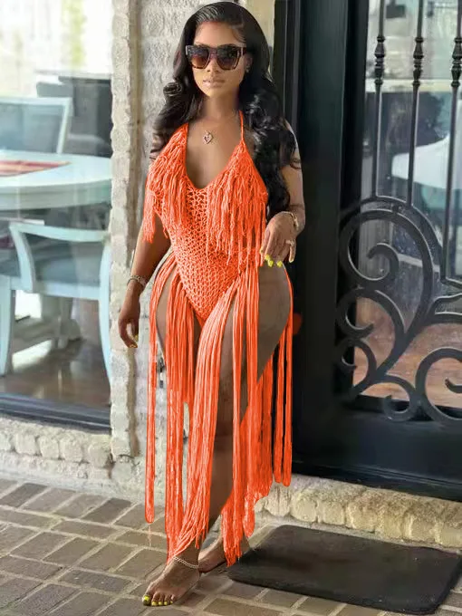 CM.YAYA Women Crochet Knit Ribbed Tassel Backless Sleeveless One Piece Dress Suit Swimwear 2022 Summer Sexy Swimsuit Bodysuit CM.YAYA Women Crochet Knit Ribbed Tassel Backless Sleeveless One Piece Dress Suit Swimwear 2022 Summer Sexy Swimsuit Bodysuit