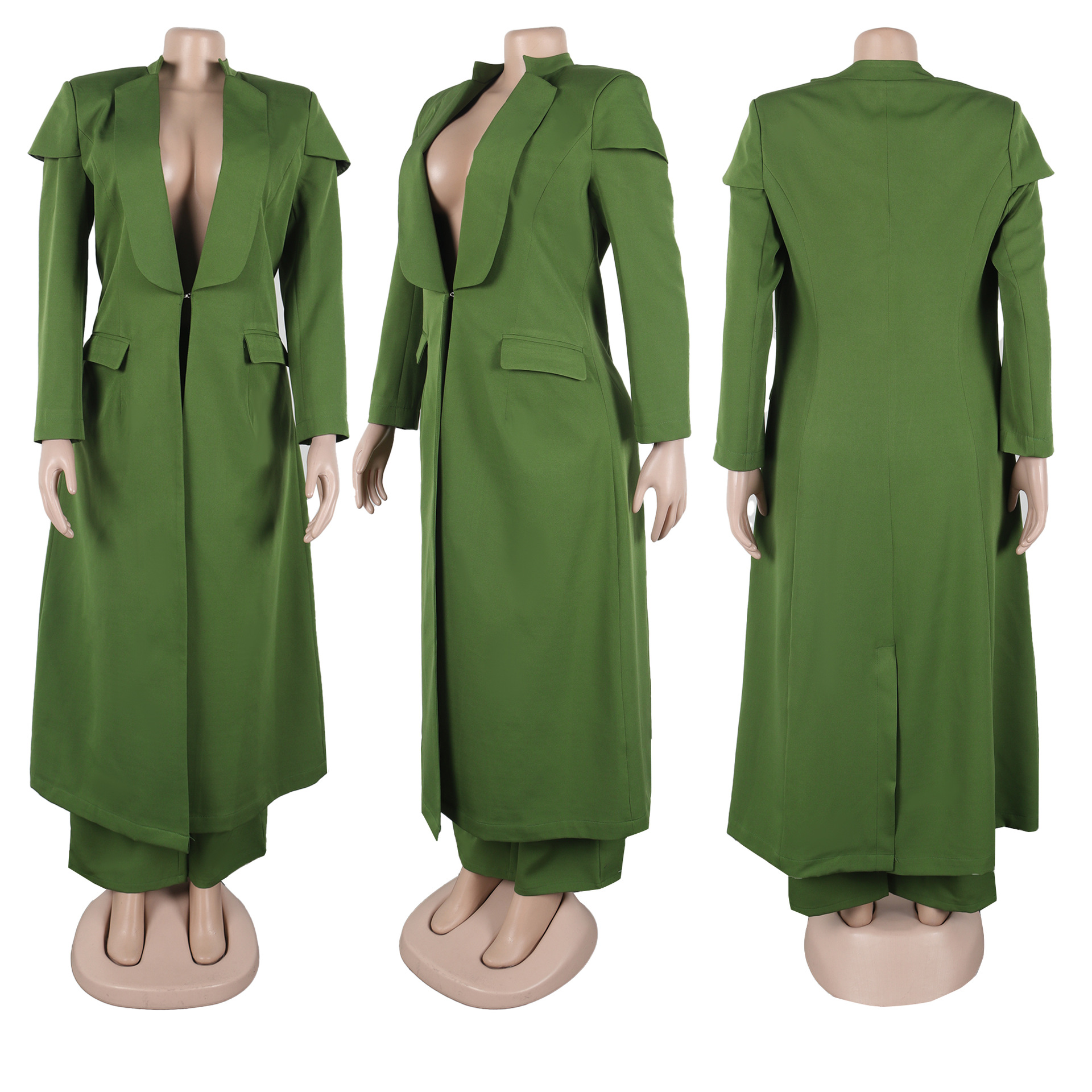 CM.YAYA Women's Set Full Sleeve X-Long Blazer Coat+ Long Pant Suit 2025 Spring Streetwear Two 2 Piece Set Africa OL Work Outfits