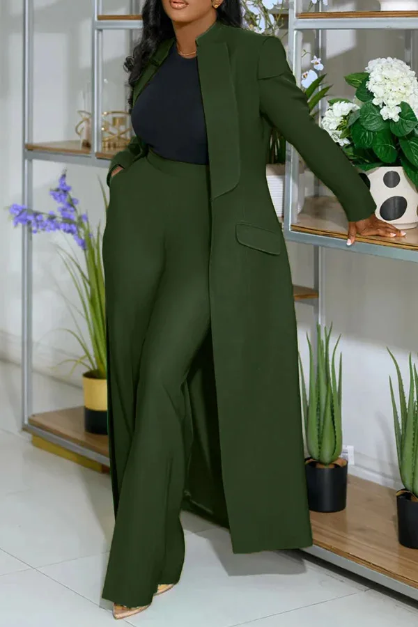 CM.YAYA Women's Set Full Sleeve X-Long Blazer Coat+ Long Pant Suit 2025 Spring Streetwear Two 2 Piece Set Africa OL Work Outfits
